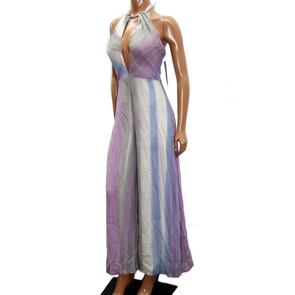 Muse by Christian CHENAIL dreamy Deep V Palazzo jumpsuit Halter neck Size 6 - Picture 2 of 6